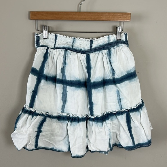 Anthropologie PILCRO Tie Dye Mini Skirt Blue White Tie Waist Tiered Sz S - Picture 8 of 15
